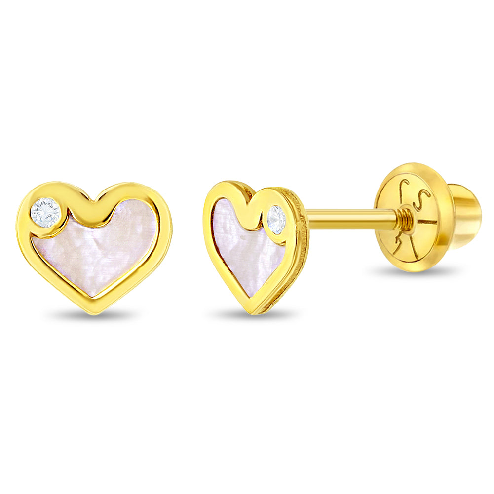 Pearl heart accented child earring