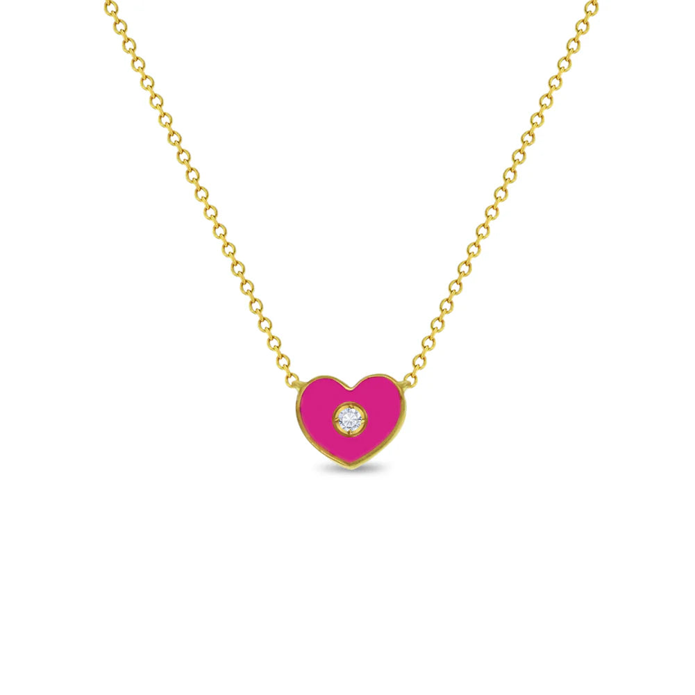 Zirconia Enamel Heart Necklace