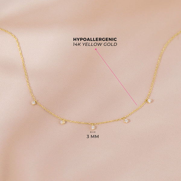 Gold Dainty Multicharm Zirconia Teens Necklace