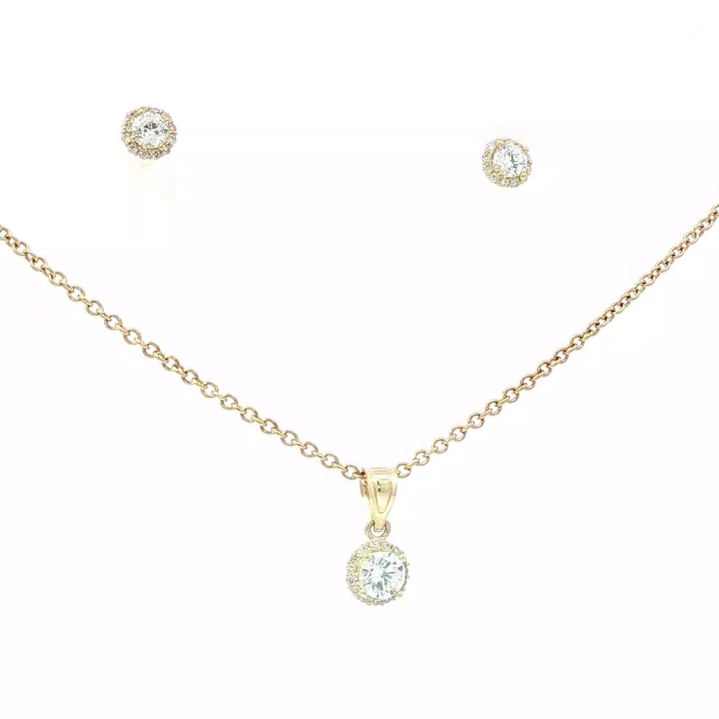 Yellow Gold Necklace set with Earring