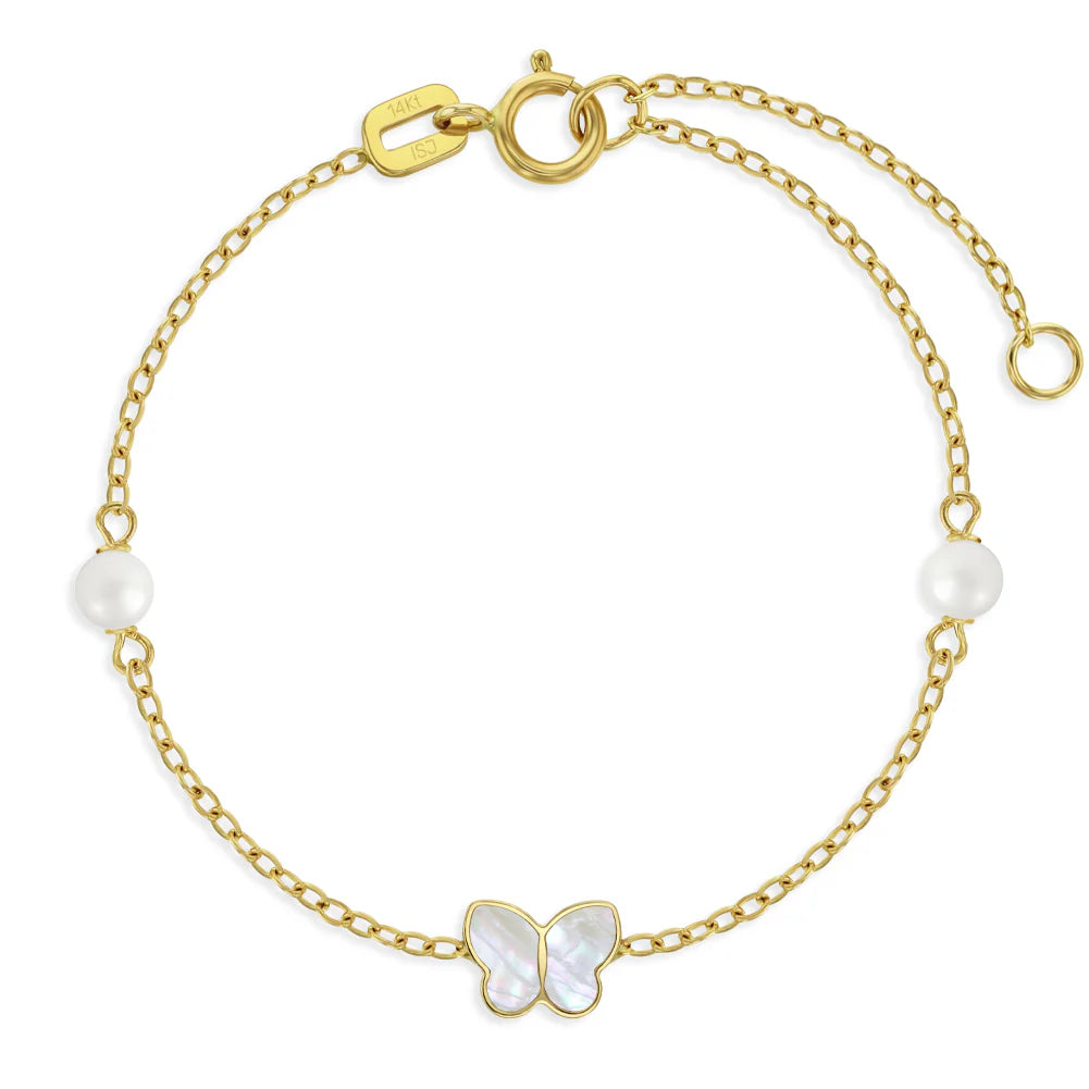 Mother of Pearl Butterfly Girls Bracelet