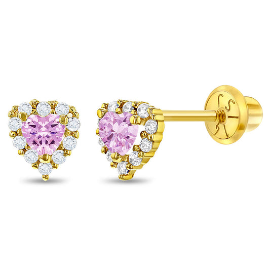 Princess Heart Zirconia Girls Earrings