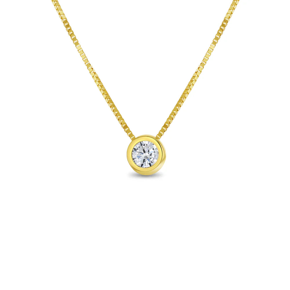 14k Gold Hidden Halo Bezel Girls Necklace
