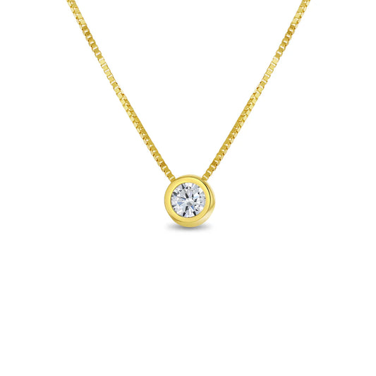 14k Gold Hidden Halo Bezel Girls Necklace
