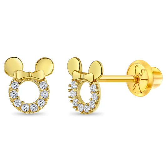 Zirconia Encrusted Mouse Girls Earrings