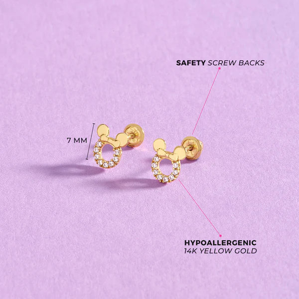 Zirconia Encrusted Mouse Girls Earrings