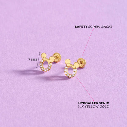 Zirconia Encrusted Mouse Girls Earrings