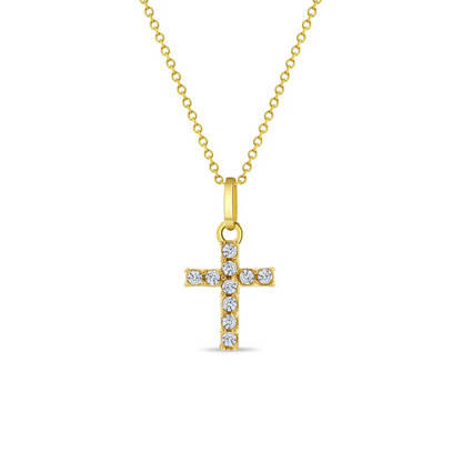 Clear Zirconia Cross Babies Pendant Necklace