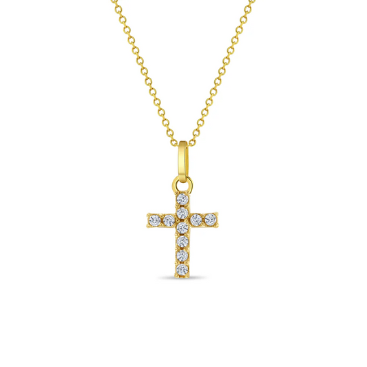 Clear Zirconia Cross Babies Pendant Necklace