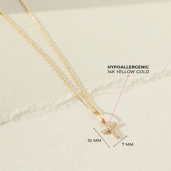 Clear Zirconia Cross Babies Pendant Necklace