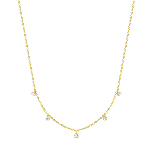 Gold Dainty Multicharm Zirconia Teens Necklace