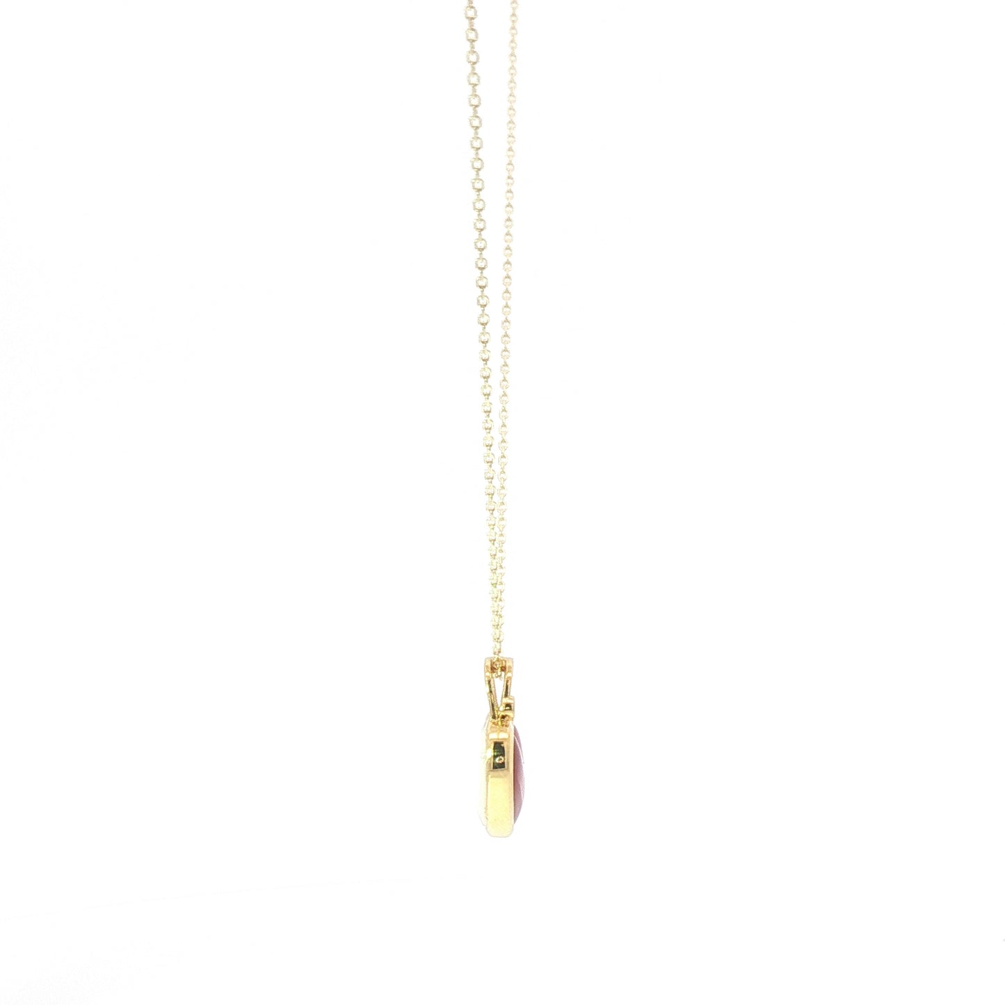 14K GOLD NECKLACE WHITE/RED HEART PENDANT