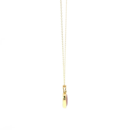 14K GOLD NECKLACE WHITE/RED HEART PENDANT
