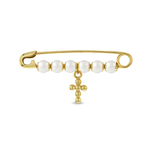Polished Cross Safety Pink Brooch