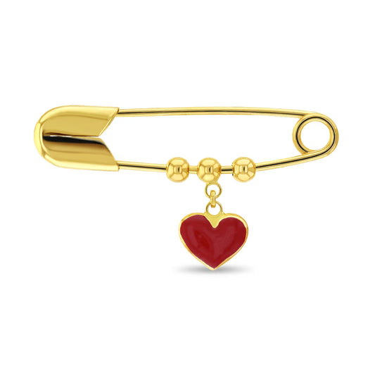 Red Heart Safety Pin Brooch