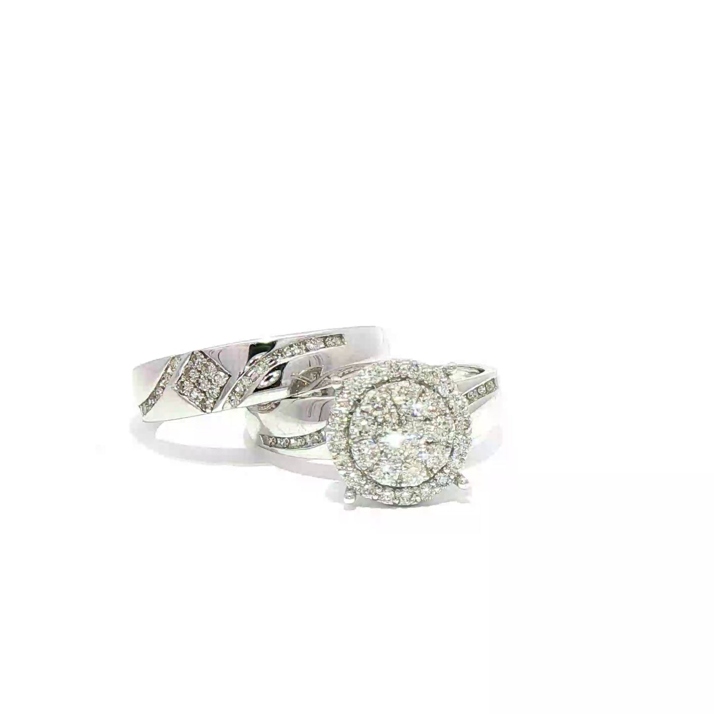 Exquisite white gold trio ring set
