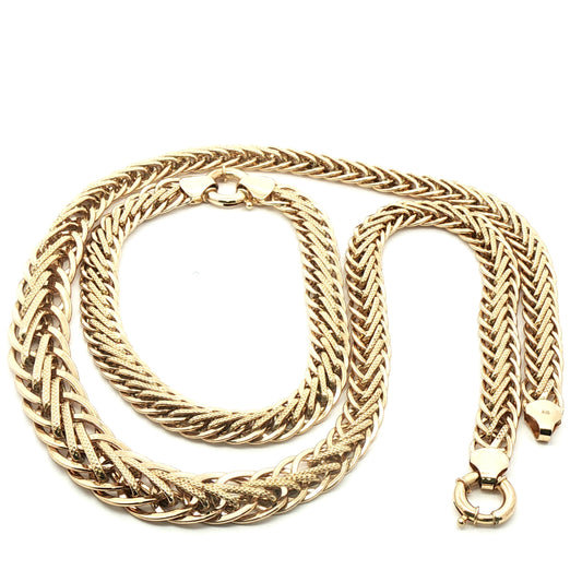 Multi Oval Sedusa Link Chain Necklace and Bracelet Set 10K Gold