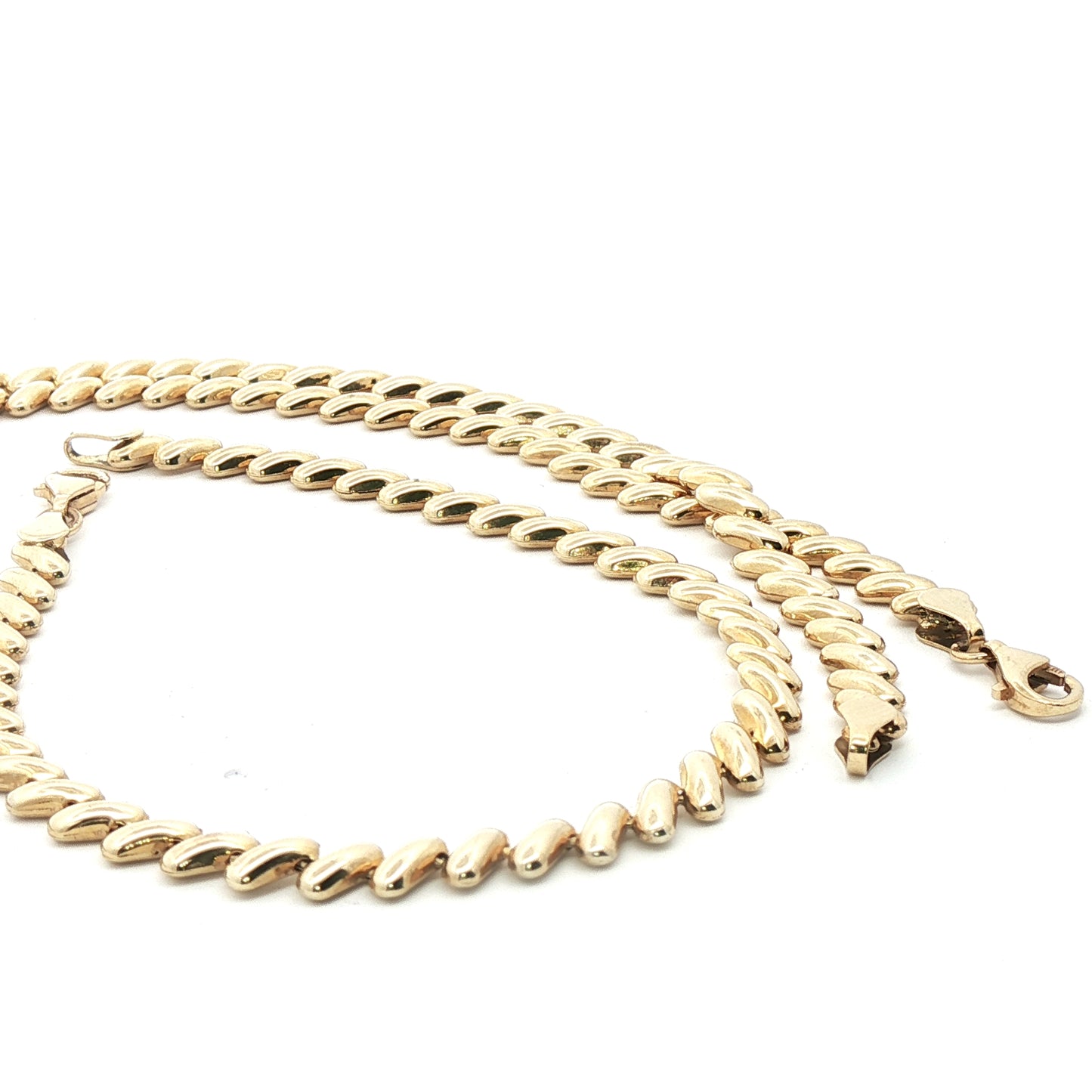 10K Yellow Gold Pattern Necklace and Bracelet set