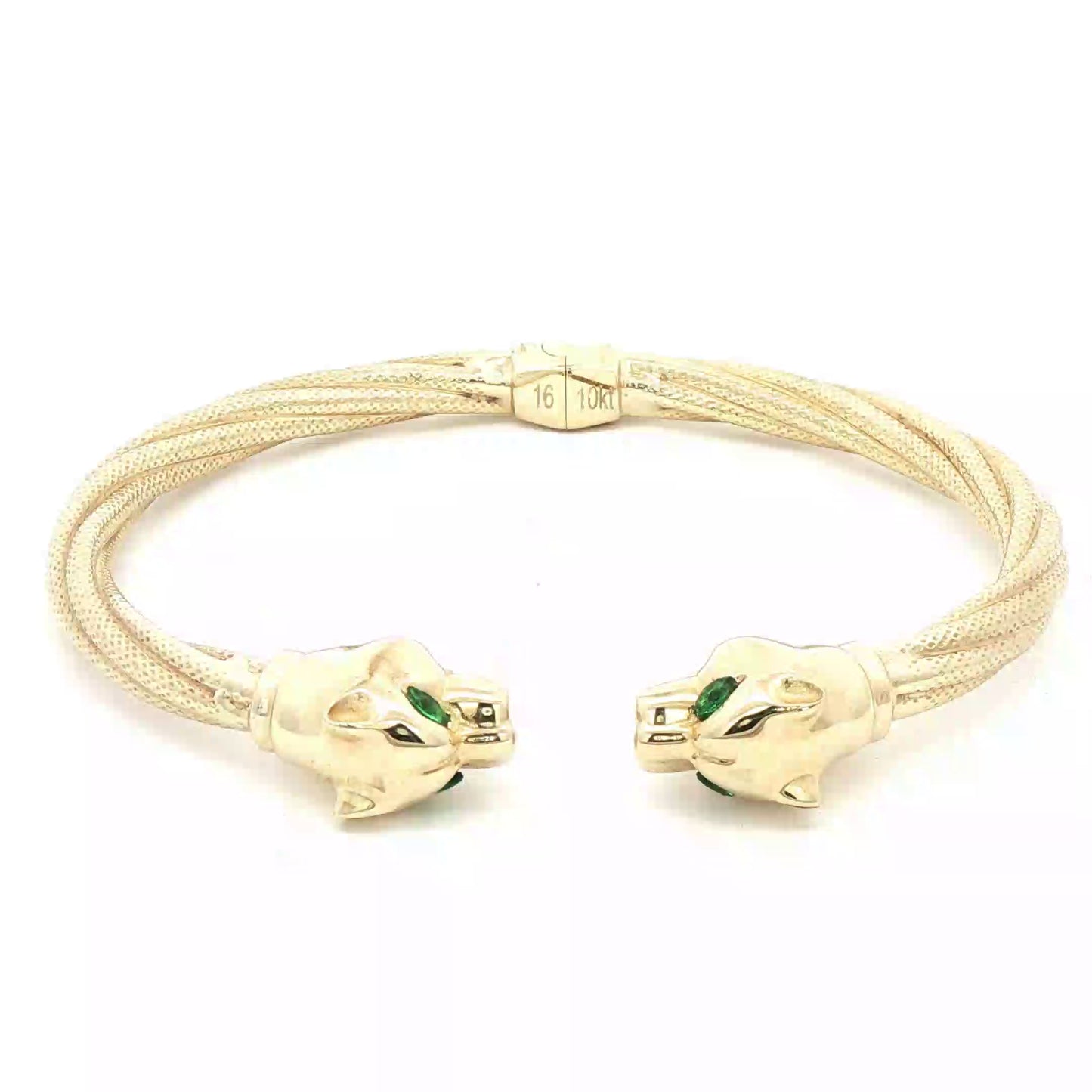 10K Gold Panther Head Bangle Bracelet