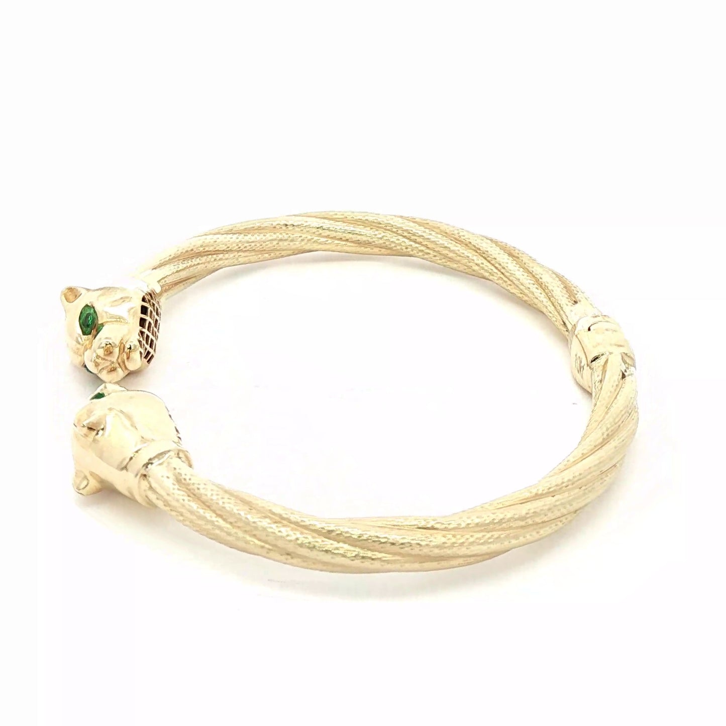 10K Gold Panther Head Bangle Bracelet