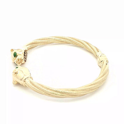 10K Gold Panther Head Bangle Bracelet