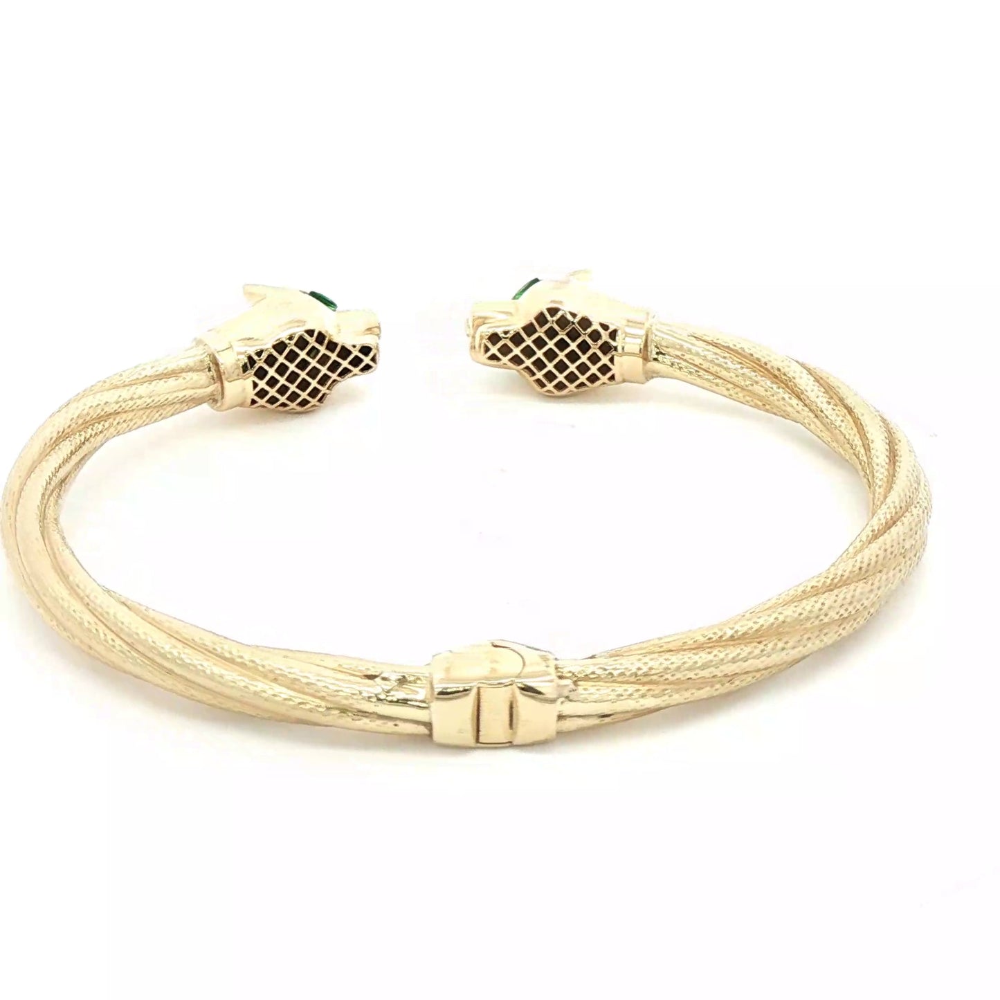 10K Gold Panther Head Bangle Bracelet