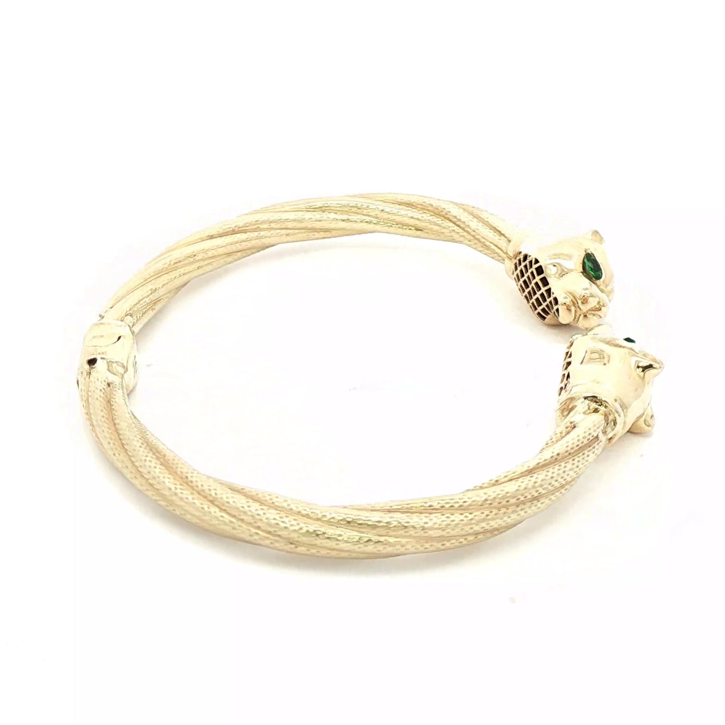 10K Gold Panther Head Bangle Bracelet