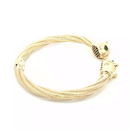 10K Gold Panther Head Bangle Bracelet
