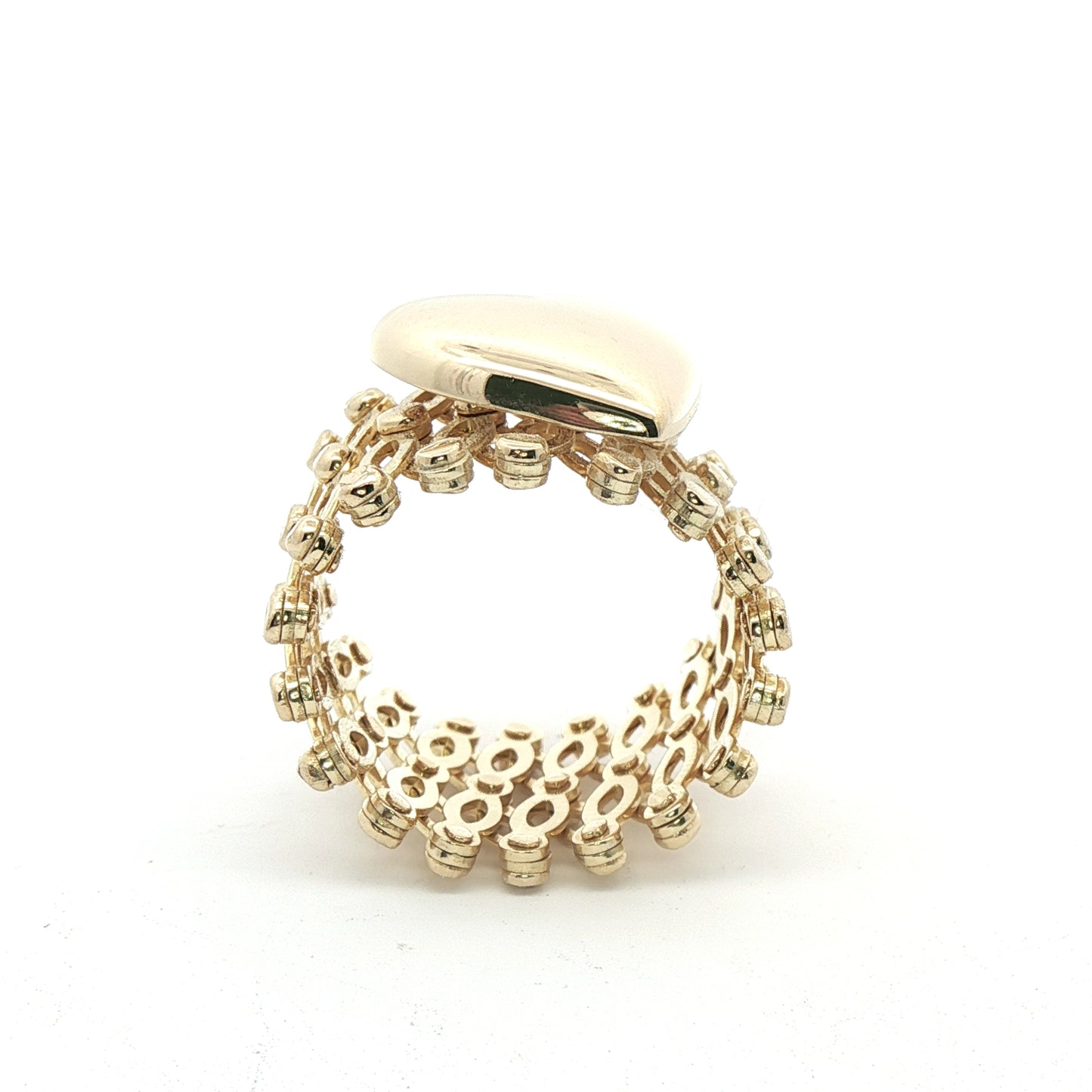10K Yellow Gold 2-1 Retractable Ring Bracelet with Heart Design