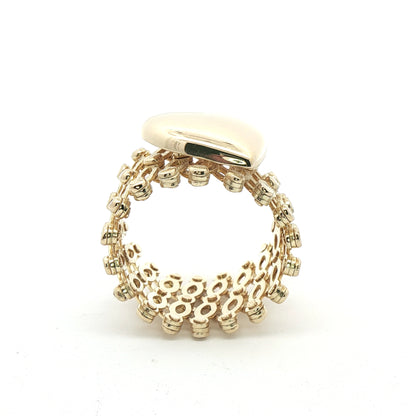 10K Yellow Gold 2-1 Retractable Ring Bracelet with Heart Design
