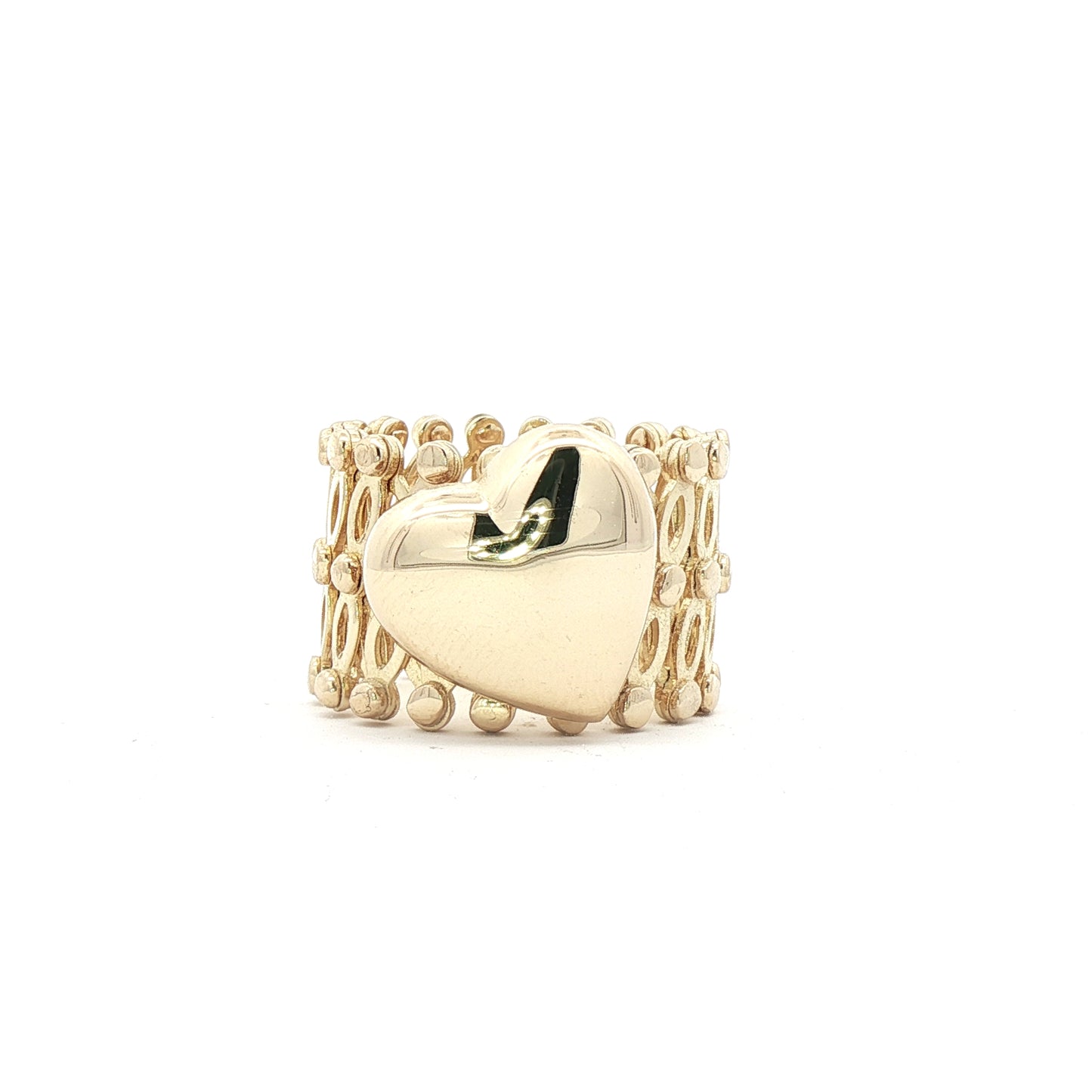 10K Yellow Gold 2-1 Retractable Ring Bracelet with Heart Design
