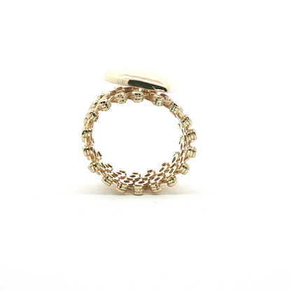 10K Yellow Gold 2-1 Retractable Ring Bracelet with Heart Design
