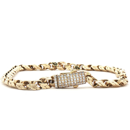 10K Yellow Gold Chain Anckle with Round Cut Zirconia Accent