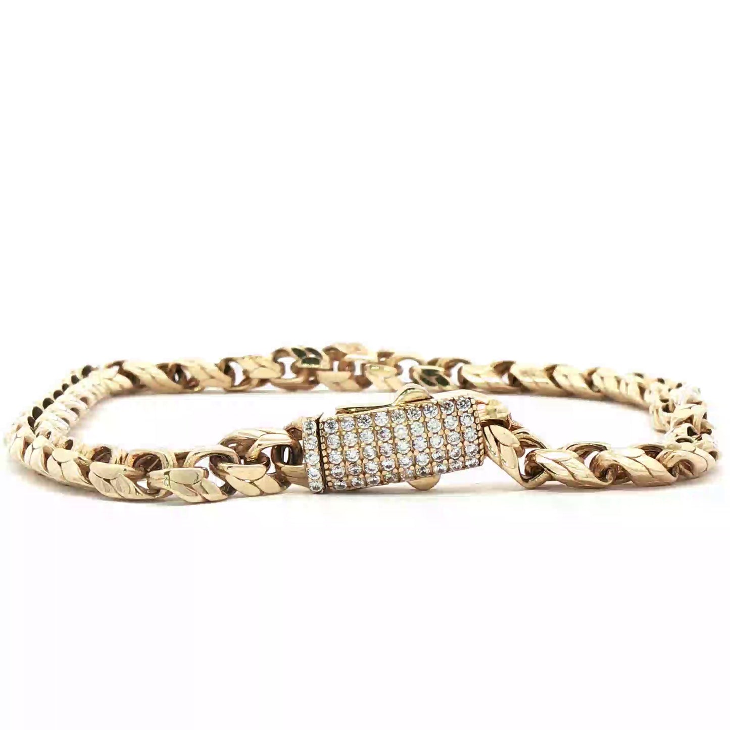 10K Yellow Gold Chain Anckle with Round Cut Zirconia Accent