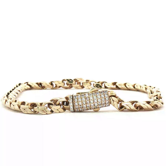 10K Yellow Gold Chain Anckle with Round Cut Zirconia Accent