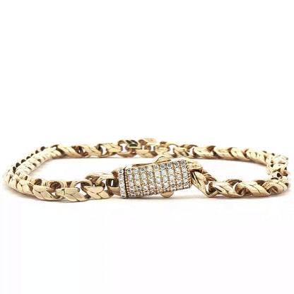 10K Yellow Gold Chain Anckle with Round Cut Zirconia Accent