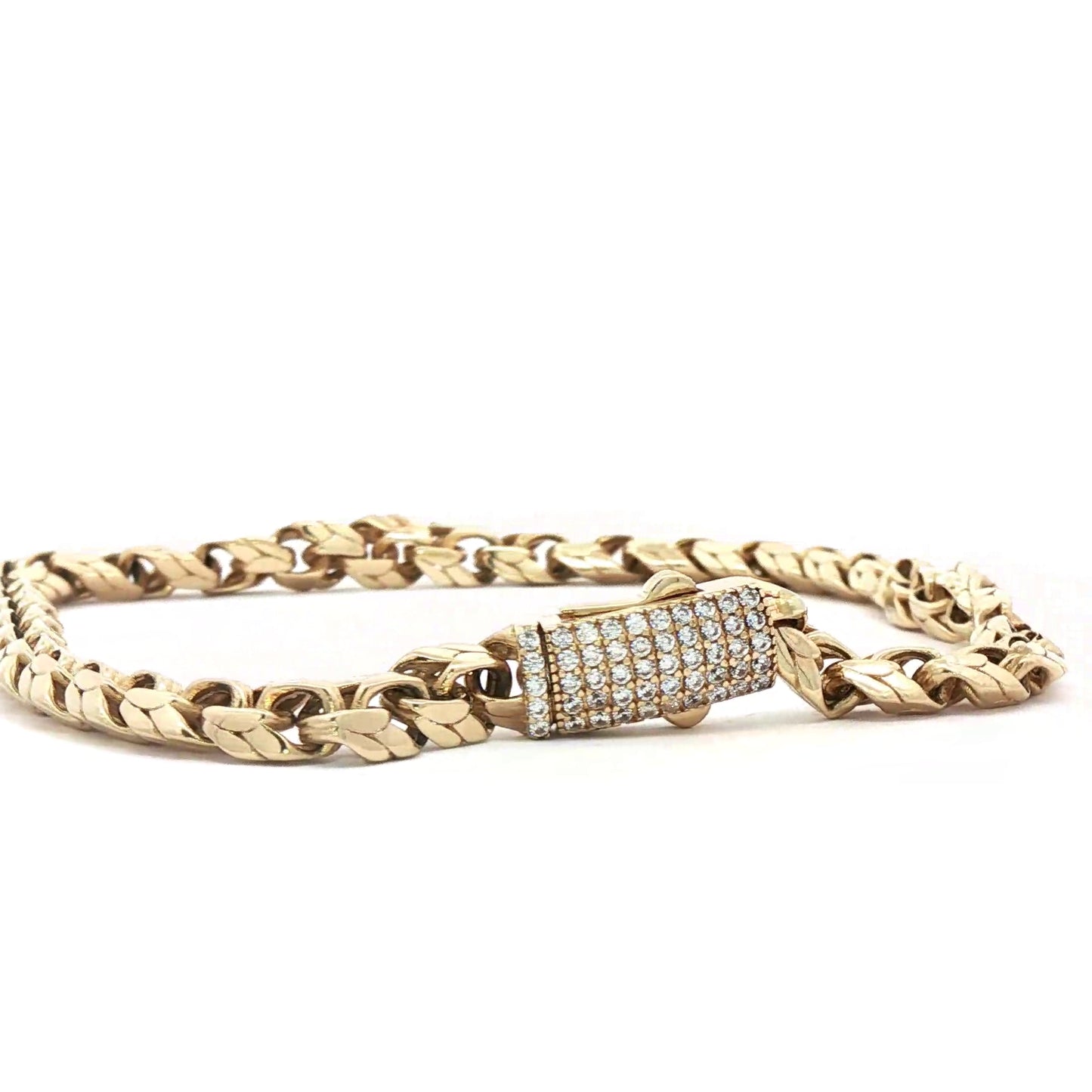 10K Yellow Gold Chain Anckle with Round Cut Zirconia Accent