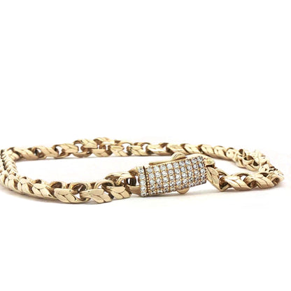 10K Yellow Gold Chain Anckle with Round Cut Zirconia Accent