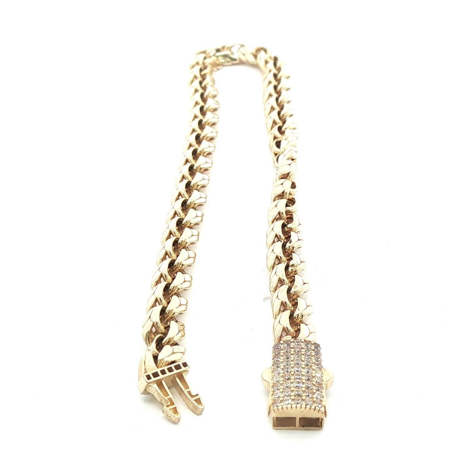 10K Yellow Gold Chain Anckle with Round Cut Zirconia Accent
