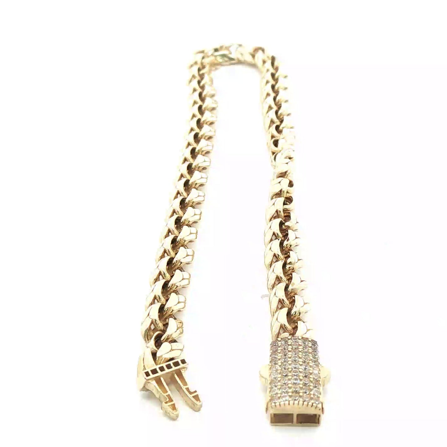 10K Yellow Gold Chain Anckle with Round Cut Zirconia Accent