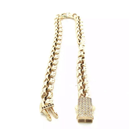 10K Yellow Gold Chain Anckle with Round Cut Zirconia Accent