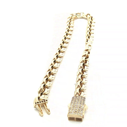 10K Yellow Gold Chain Anckle with Round Cut Zirconia Accent