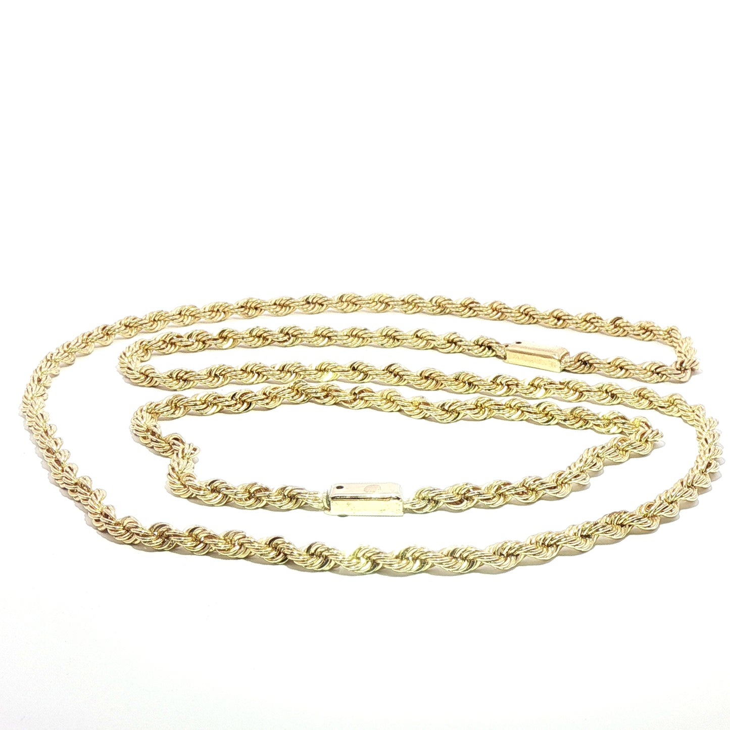 10K Yellow Gold Classic Rope Necklace and Bracelet Set