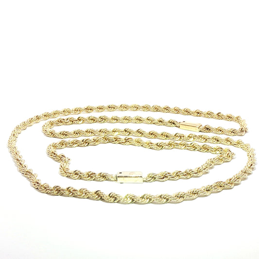 10K Yellow Gold Classic Rope Necklace and Bracelet Set