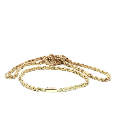 10K Yellow Gold Classic Rope Necklace and Bracelet Set