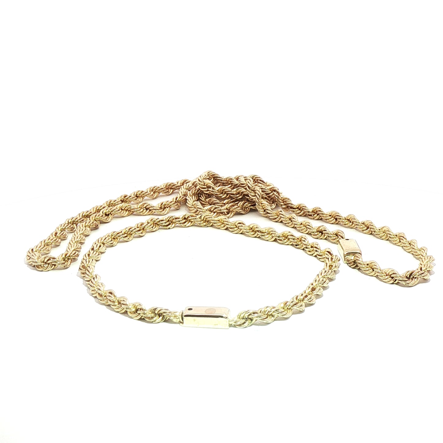 10K Yellow Gold Classic Rope Necklace and Bracelet Set