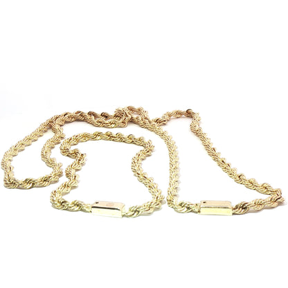 10K Yellow Gold Classic Rope Necklace and Bracelet Set