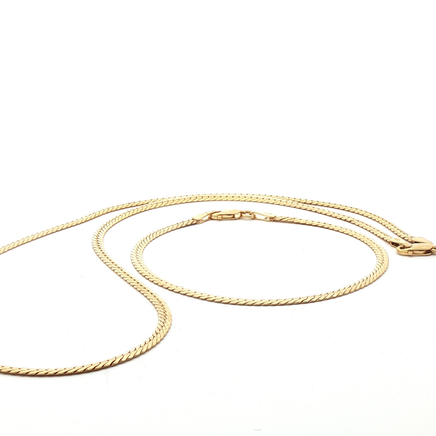 10K Gold Classic Yellow Gold Snake Necklace and Bracelet Set