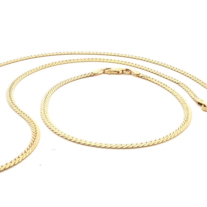 10K Gold Classic Yellow Gold Snake Necklace and Bracelet Set