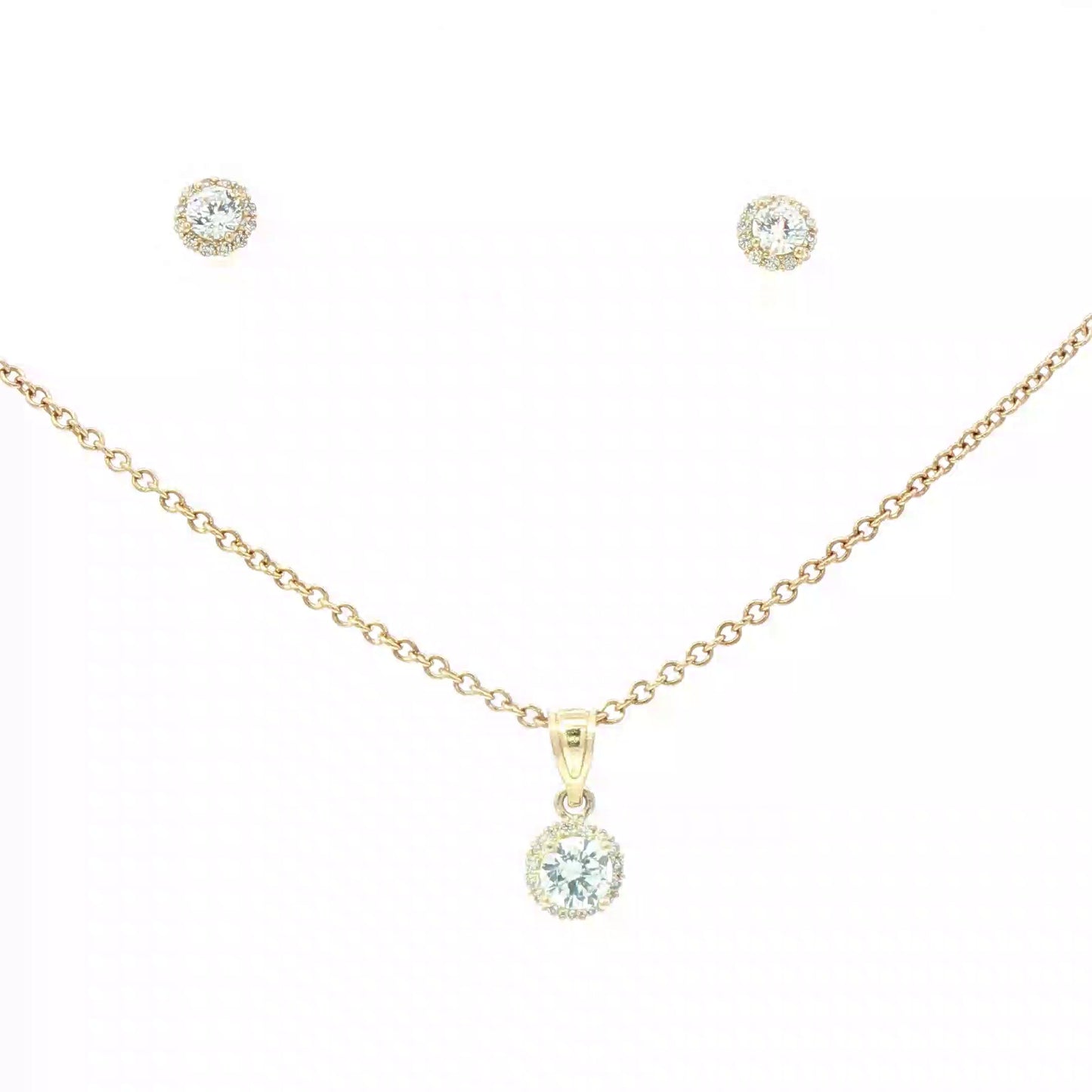 Yellow Gold Necklace set with Earring